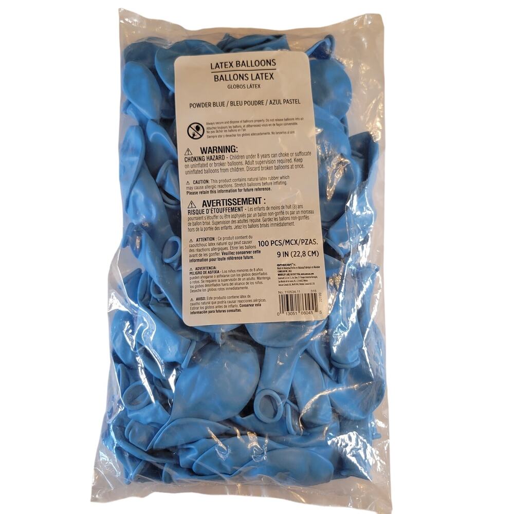 9” Powder Blue Latex Balloons 100ct – Party Decoration & Events Birthday Wedding